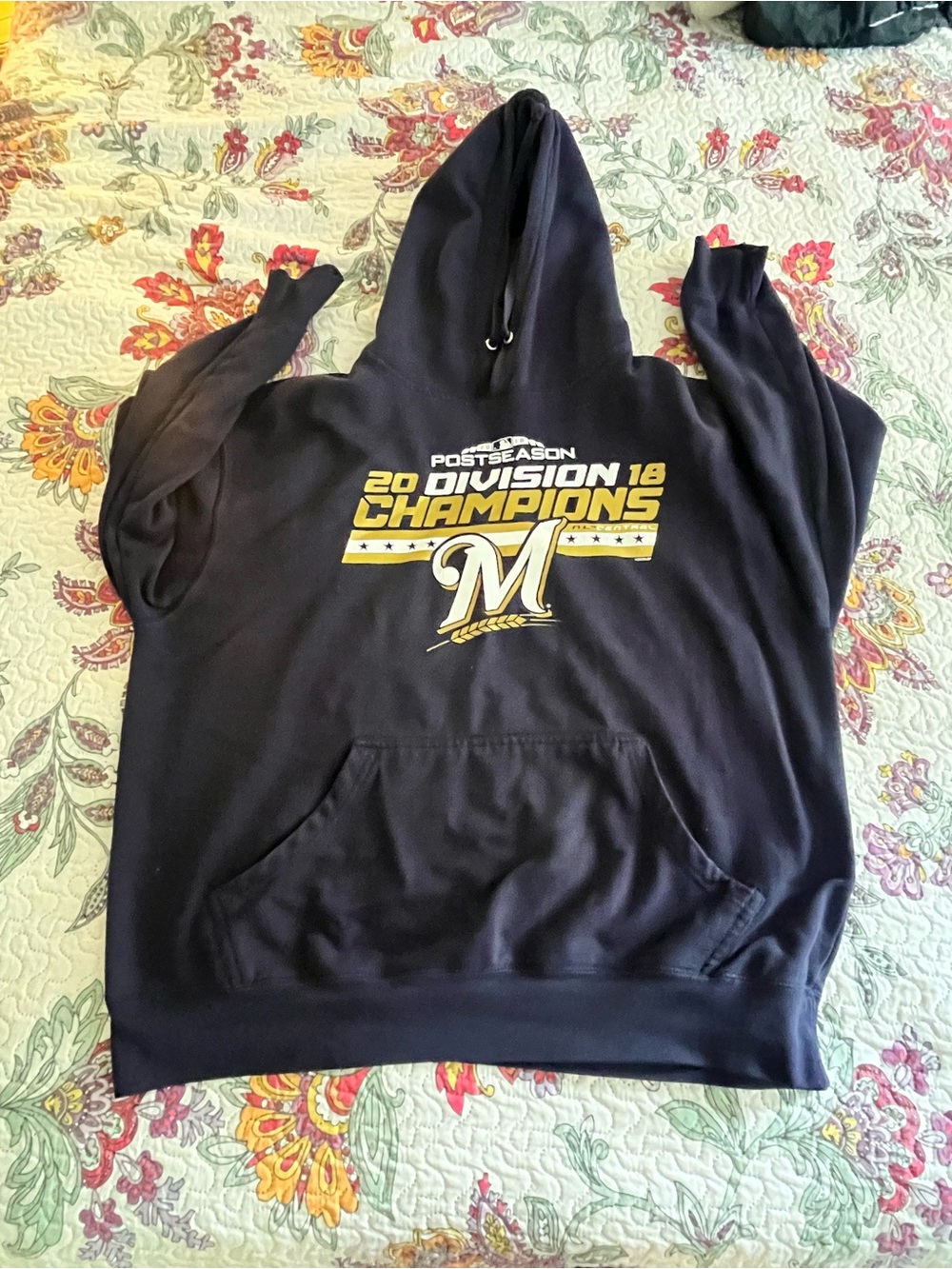 Milwaukee Brewers mlb 2018 Playoff Race Hoodie Sweatshirt XL Navy Blue Pullover